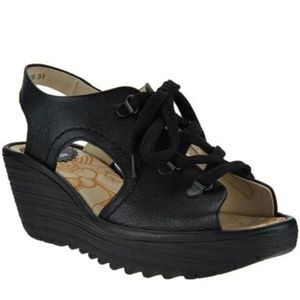 Fly London Ylfa Lace Up Wedge Sandals